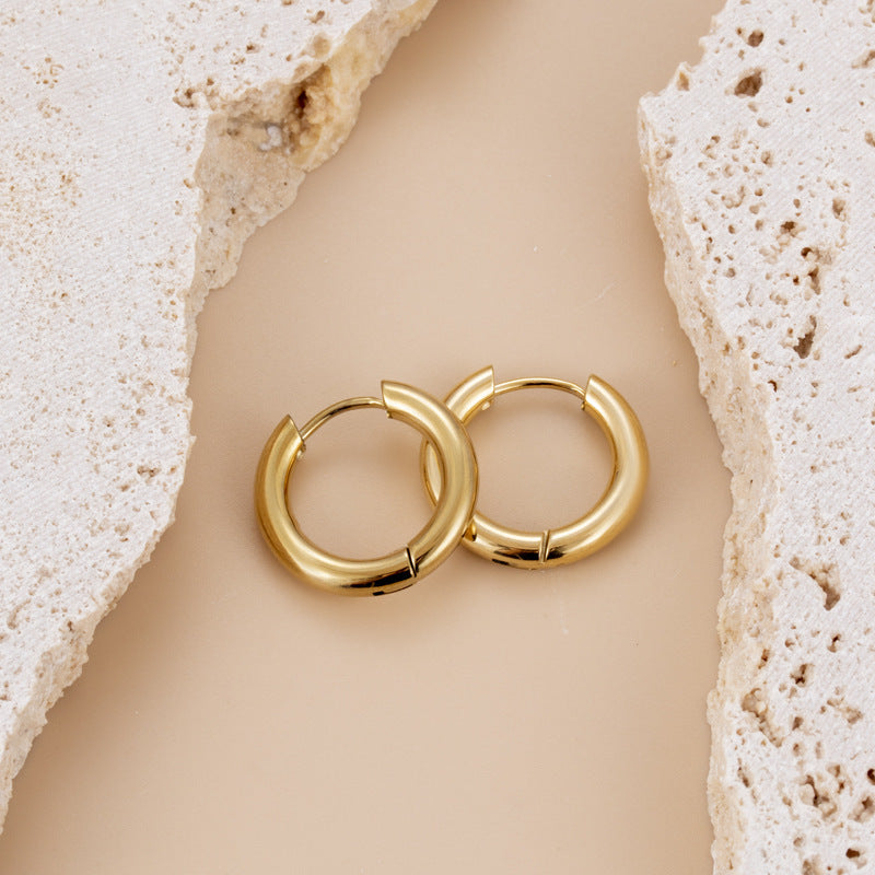 Titanium Steel Lovely Star Moon Ball Gold-plated Earrings Stainless Steel