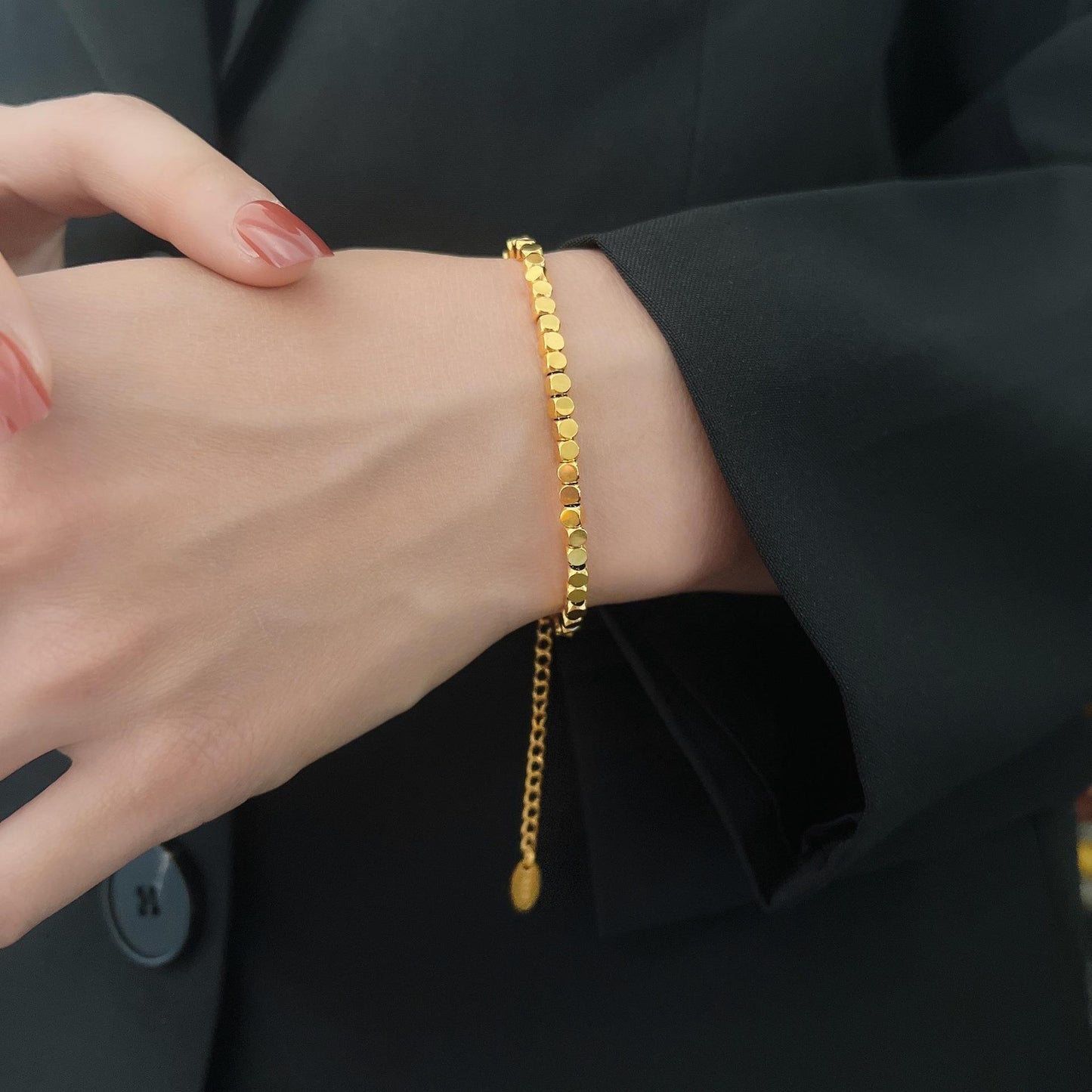 Titanium Steel 18k Gold Small Square Bracelet