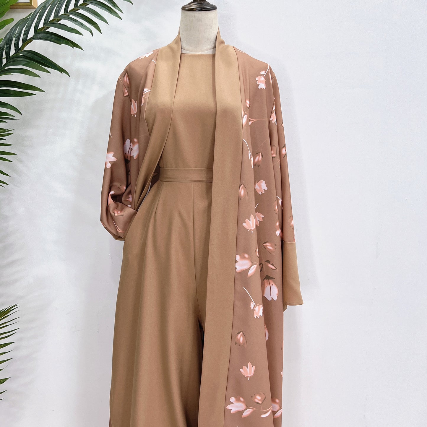Middle East DUBAI Turkish Robe Solid Color Jumpsuit
