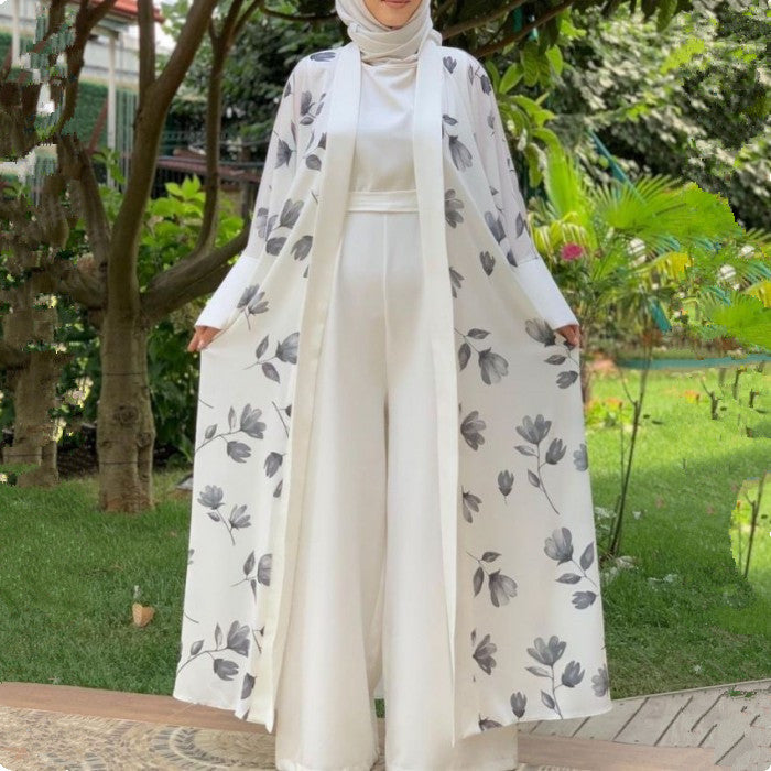 Middle East DUBAI Turkish Robe Solid Color Jumpsuit