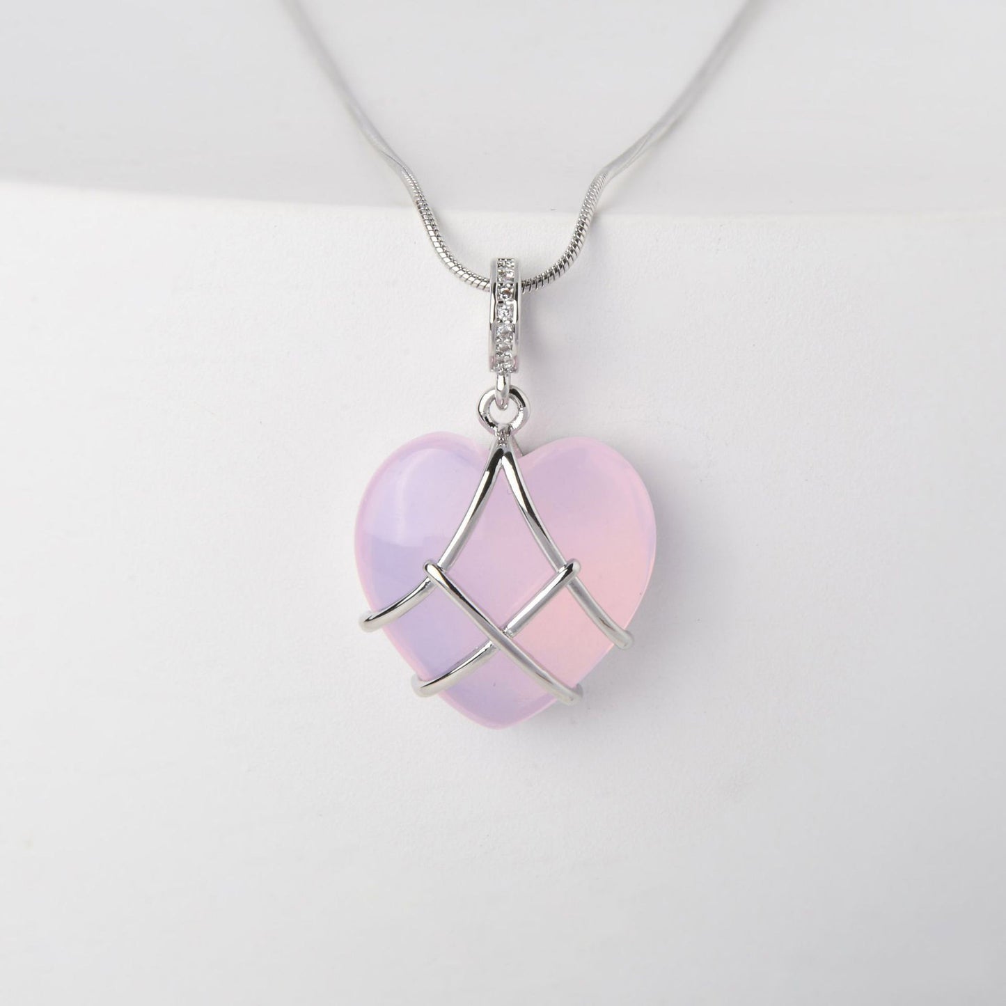 Titanium Steel Zircon Heart Necklace