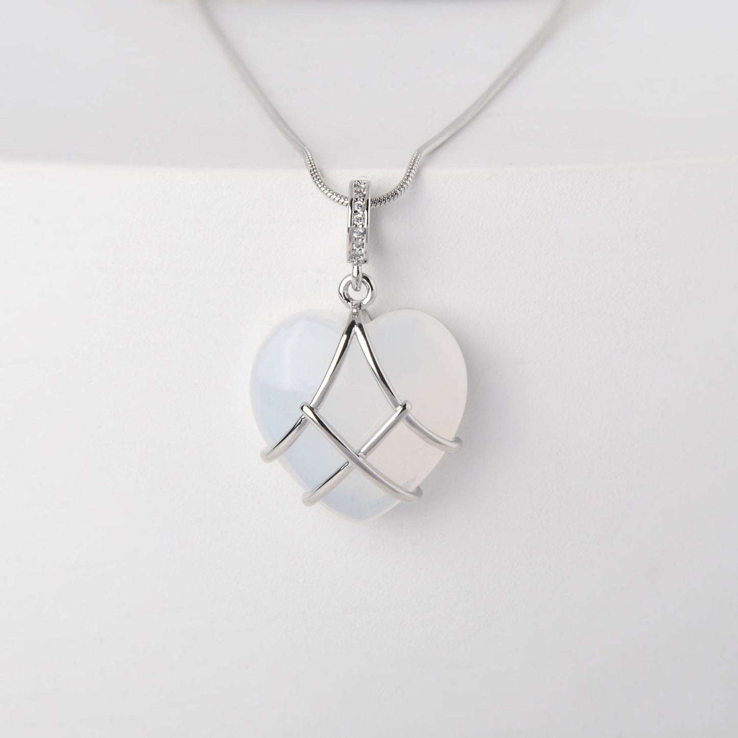 Titanium Steel Zircon Heart Necklace