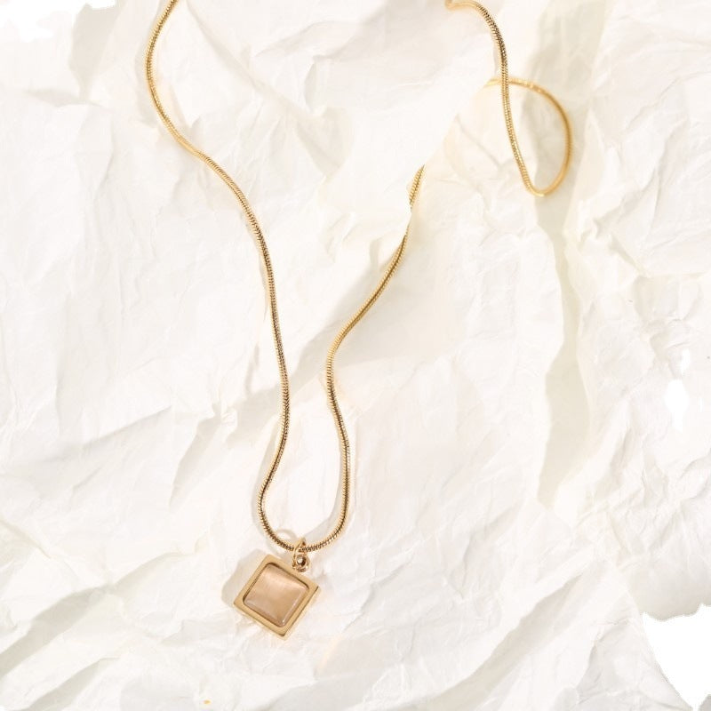 Women's Moonstone Titanium Steel Necklace Sweater Chain