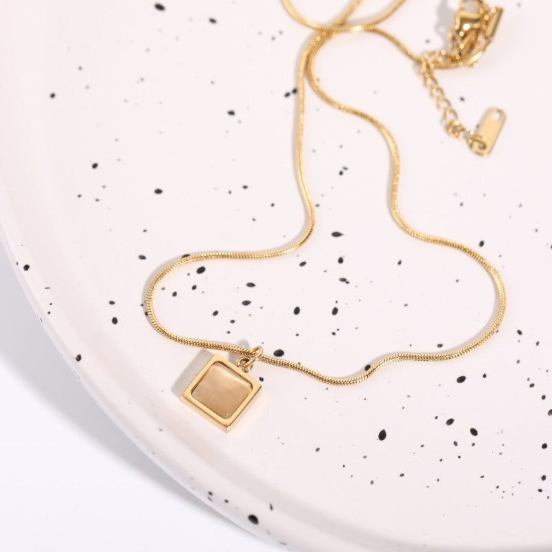 Women's Moonstone Titanium Steel Necklace Sweater Chain