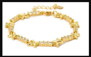 Titanium Steel White Zircon Bracelet Gold Plating Full Polishing