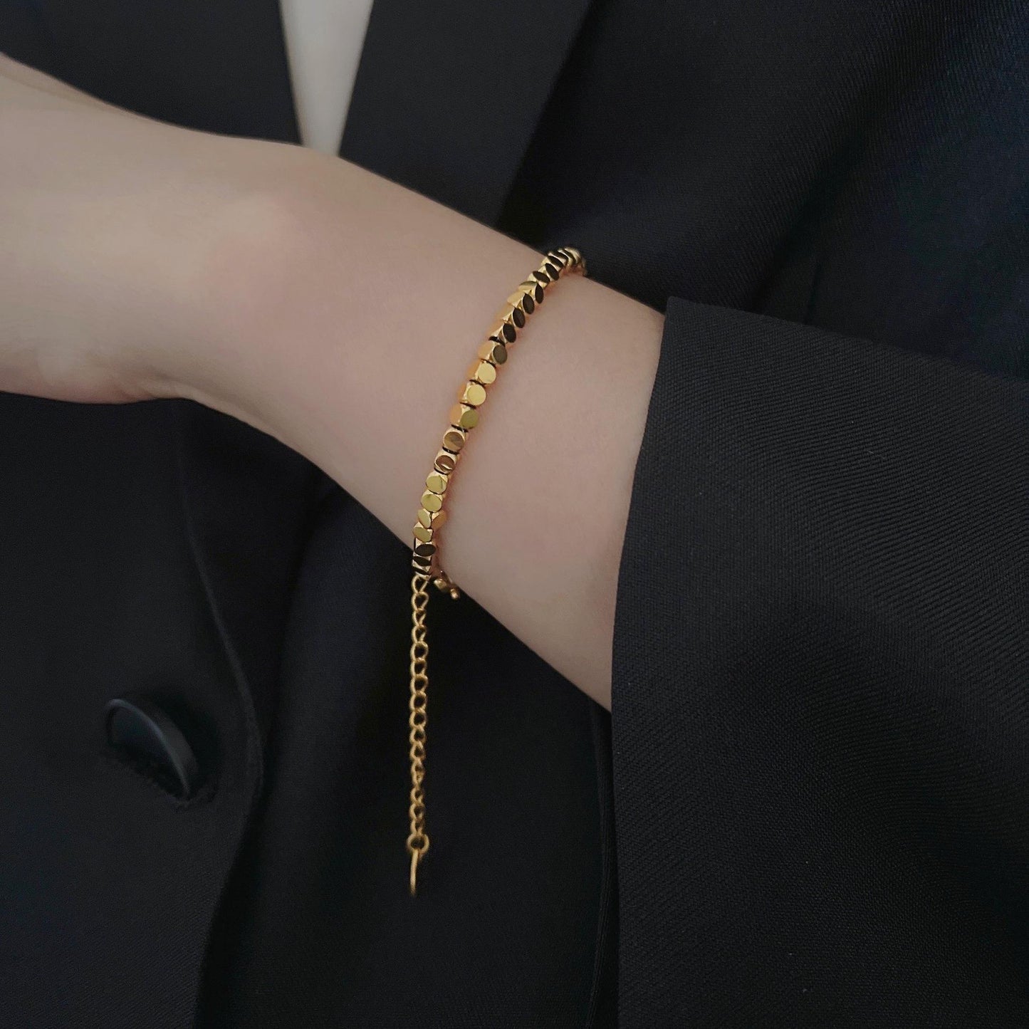 Titanium Steel 18k Gold Small Square Bracelet