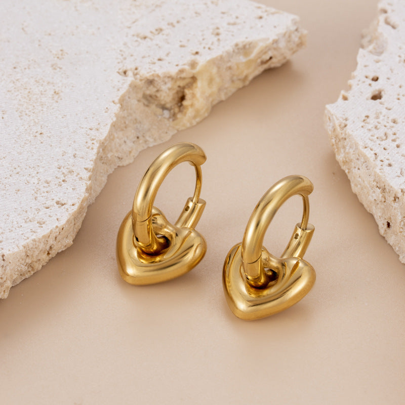 Titanium Steel Lovely Star Moon Ball Gold-plated Earrings Stainless Steel