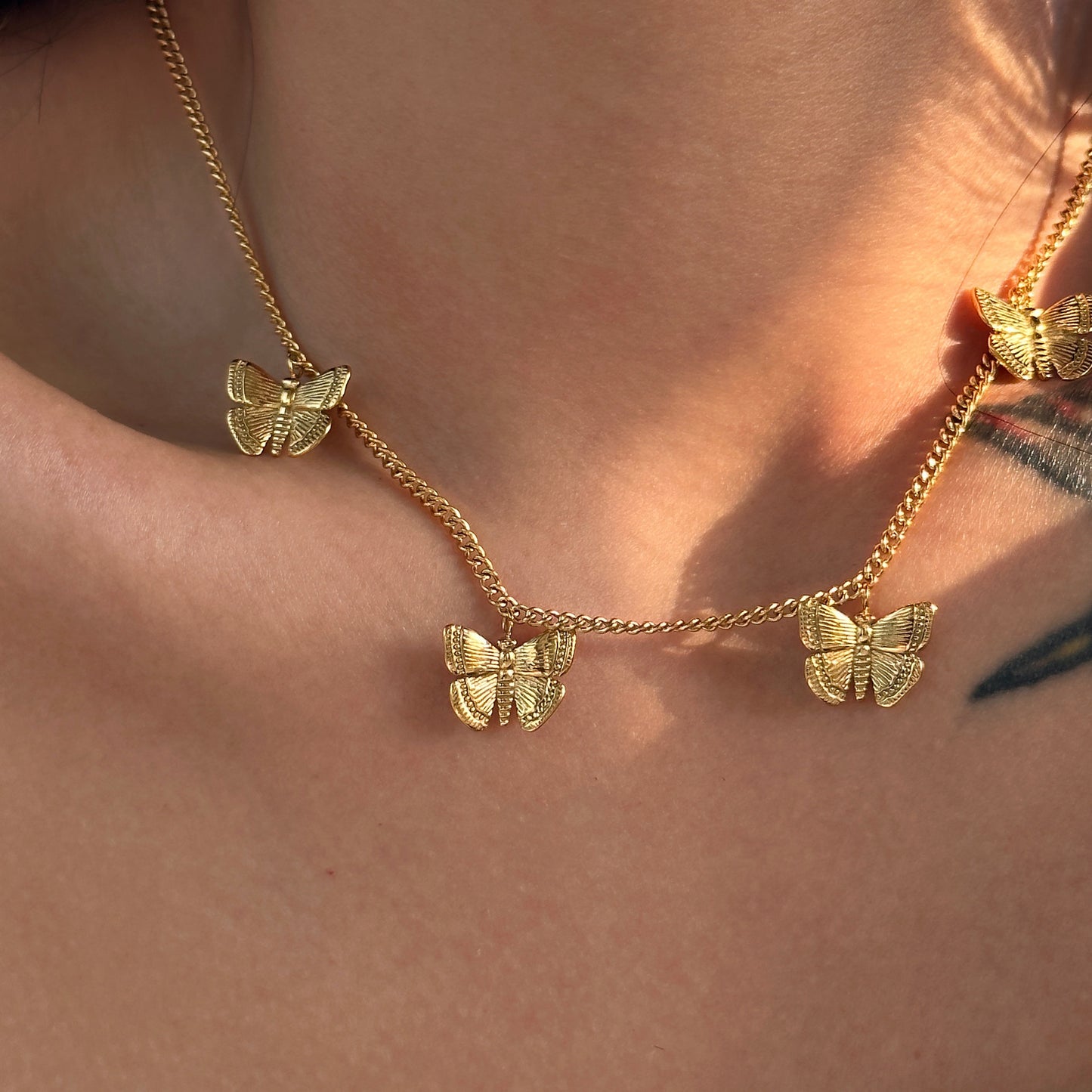 Titanium Steel Butterfly Necklace Bracelet Set