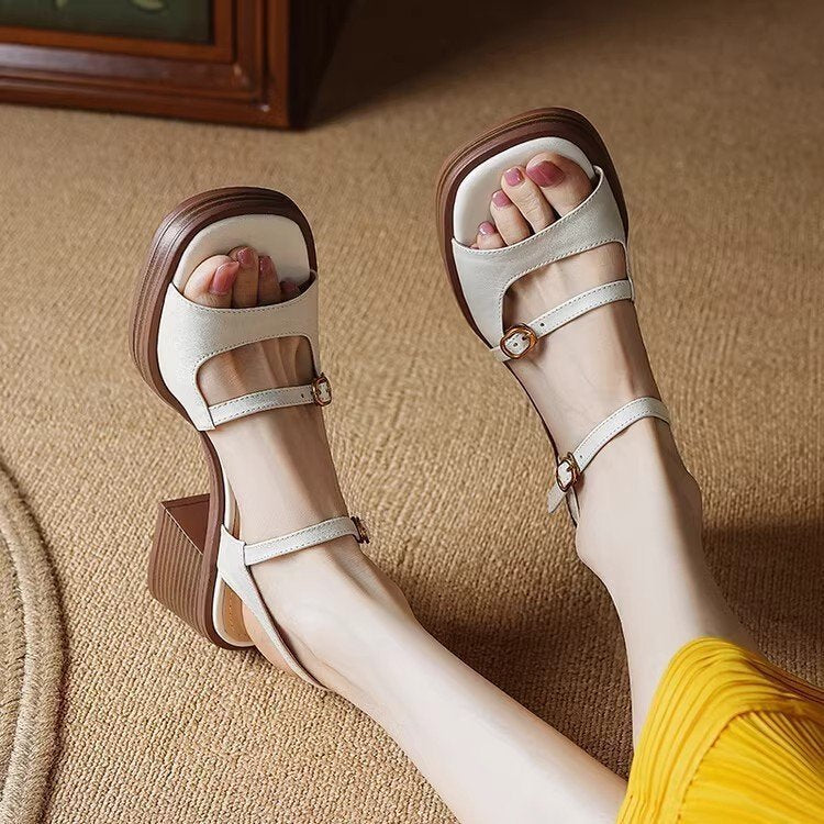 Open Toe Square Toe Women's Commuter Out Retro Platform Sandals