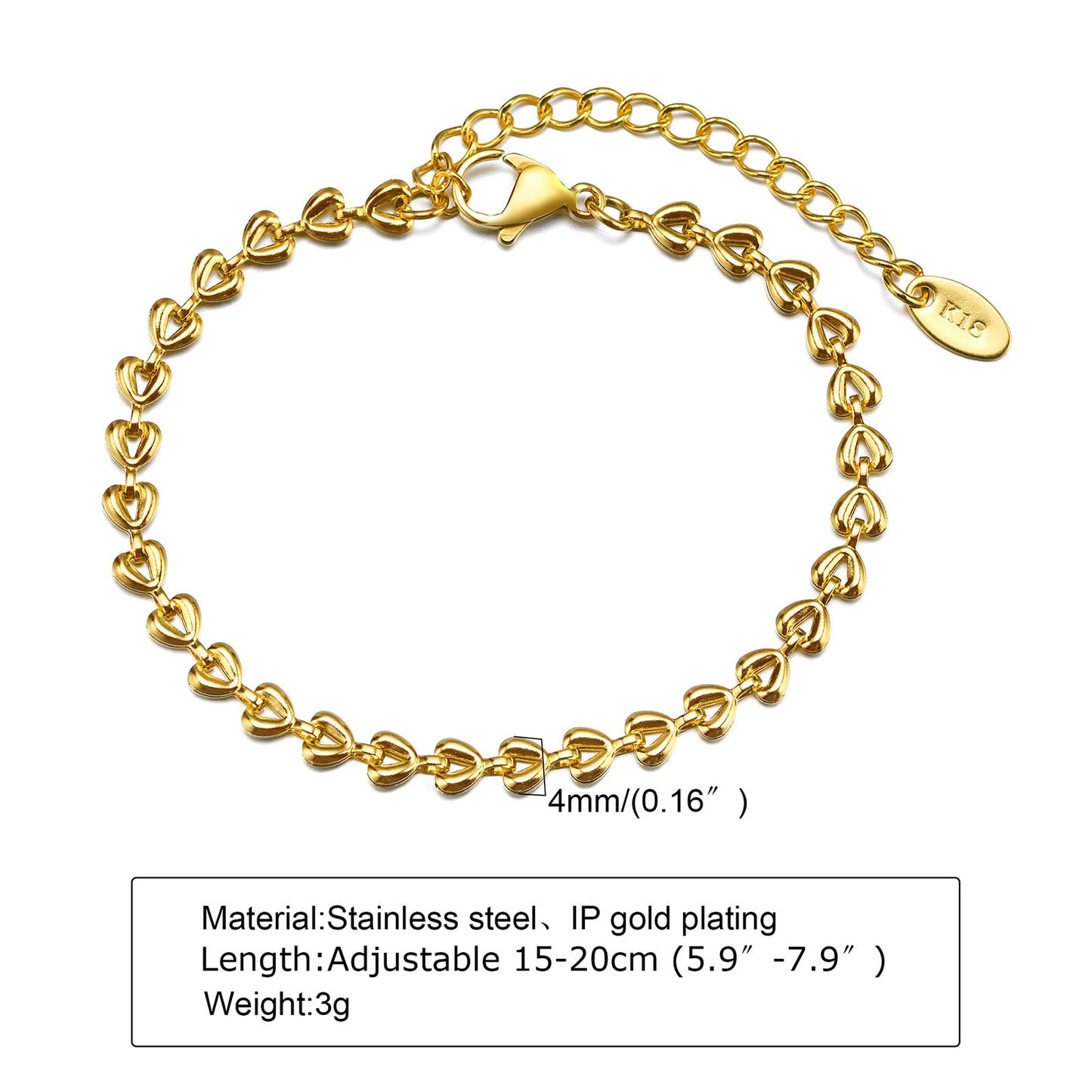 Stainless Steel Lucky Tree Butterfly Wheat Triangle Geometric 18K Gold Bracelet