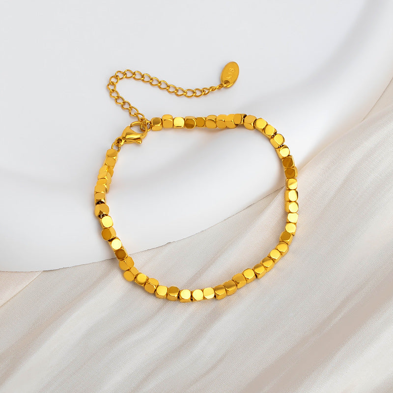 Titanium Steel 18k Gold Small Square Bracelet