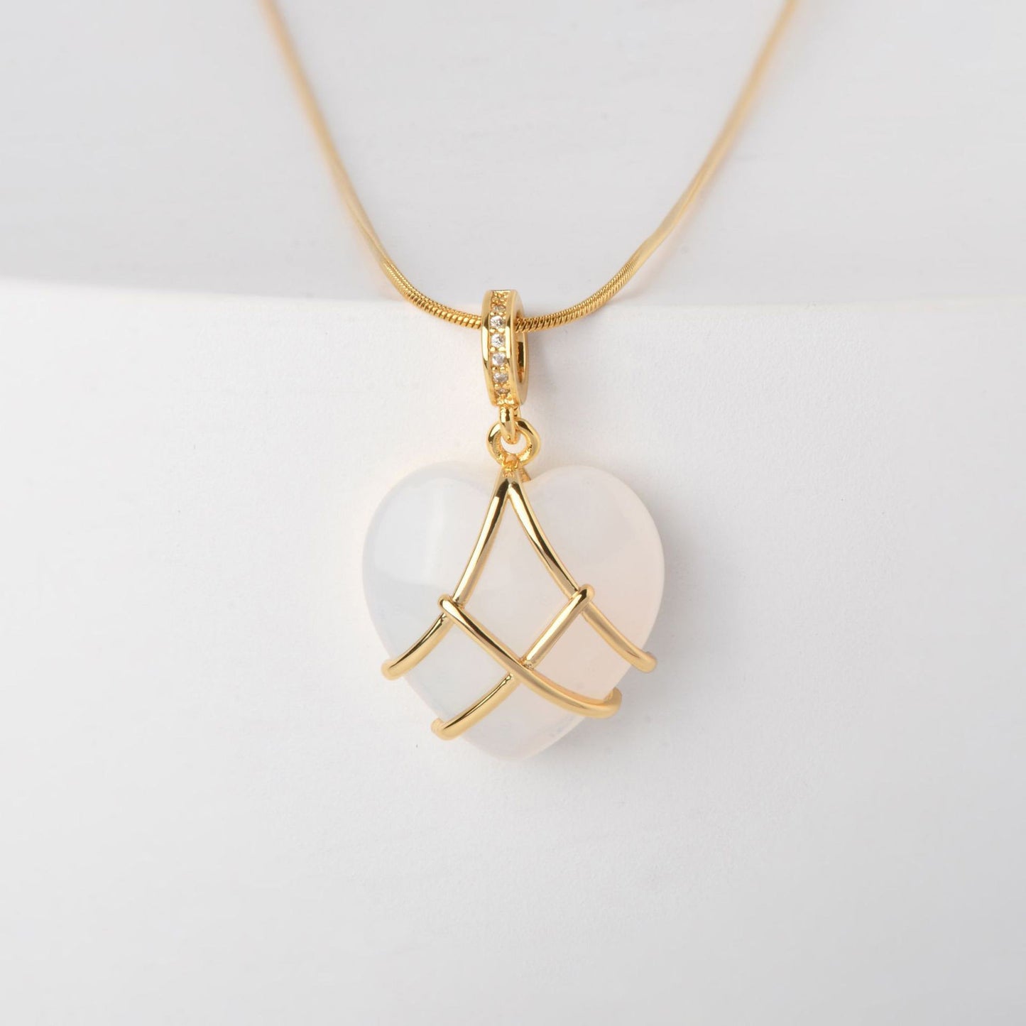 Titanium Steel Zircon Heart Necklace