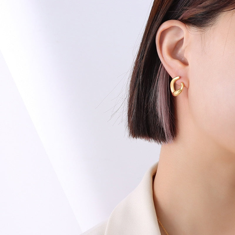 Detachable Titanium Steel Ear Studs Earrings Plated With 18 Real Gold