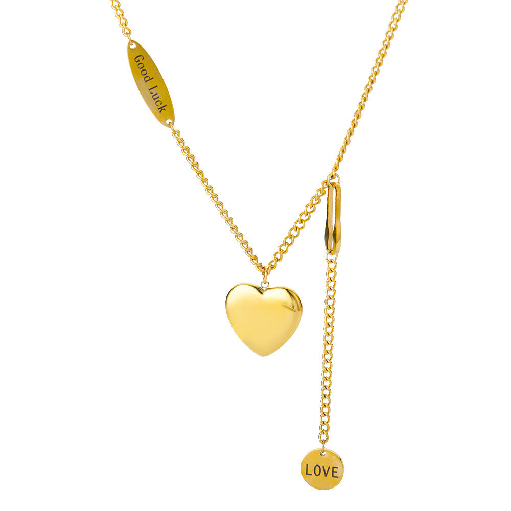 New Fashion Heart Shaped Pendant Titanium Steel Necklace