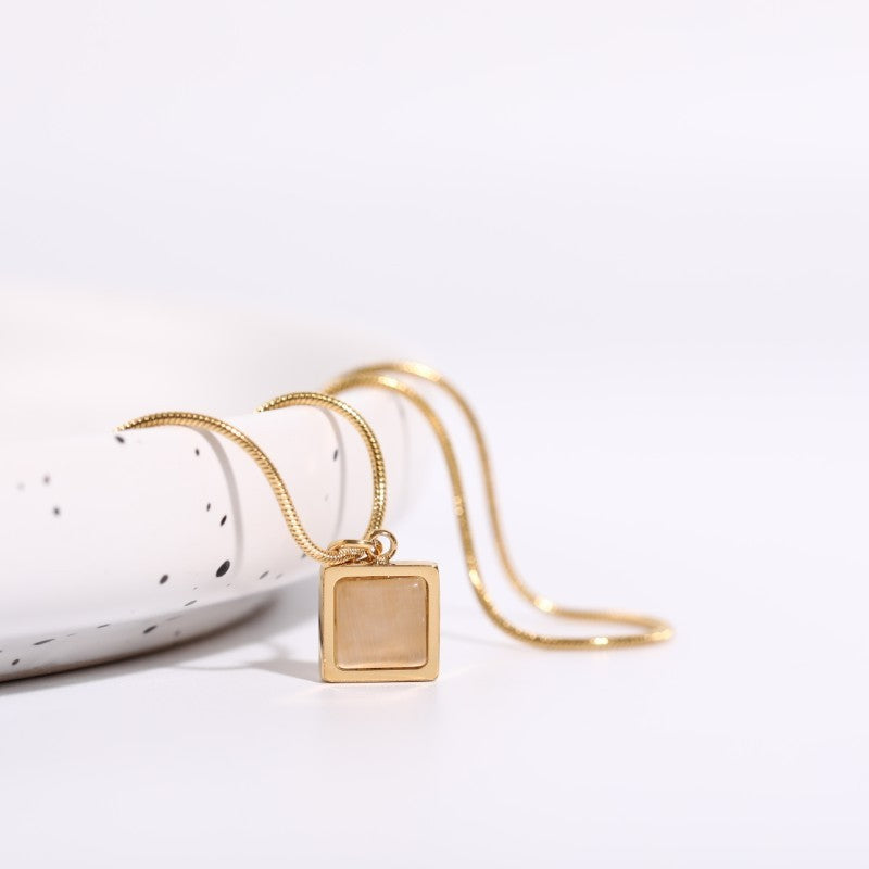 Women's Moonstone Titanium Steel Necklace Sweater Chain