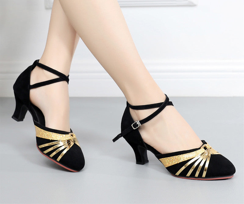 Latin Dance Shoes Female Middle And Soft Bottom Four Seasons