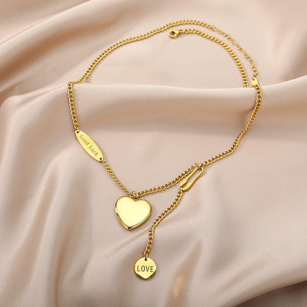 New Fashion Heart Shaped Pendant Titanium Steel Necklace