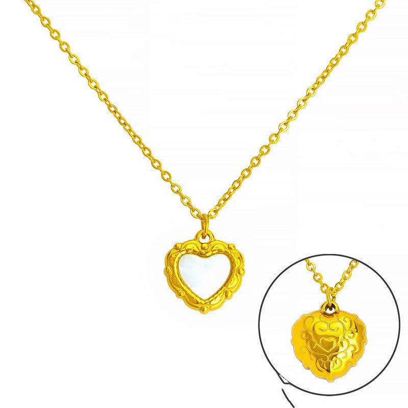 Shell Lace Love Necklace Female Titanium Steel