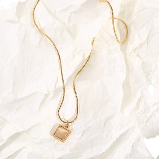 Women's Moonstone Titanium Steel Necklace Sweater Chain