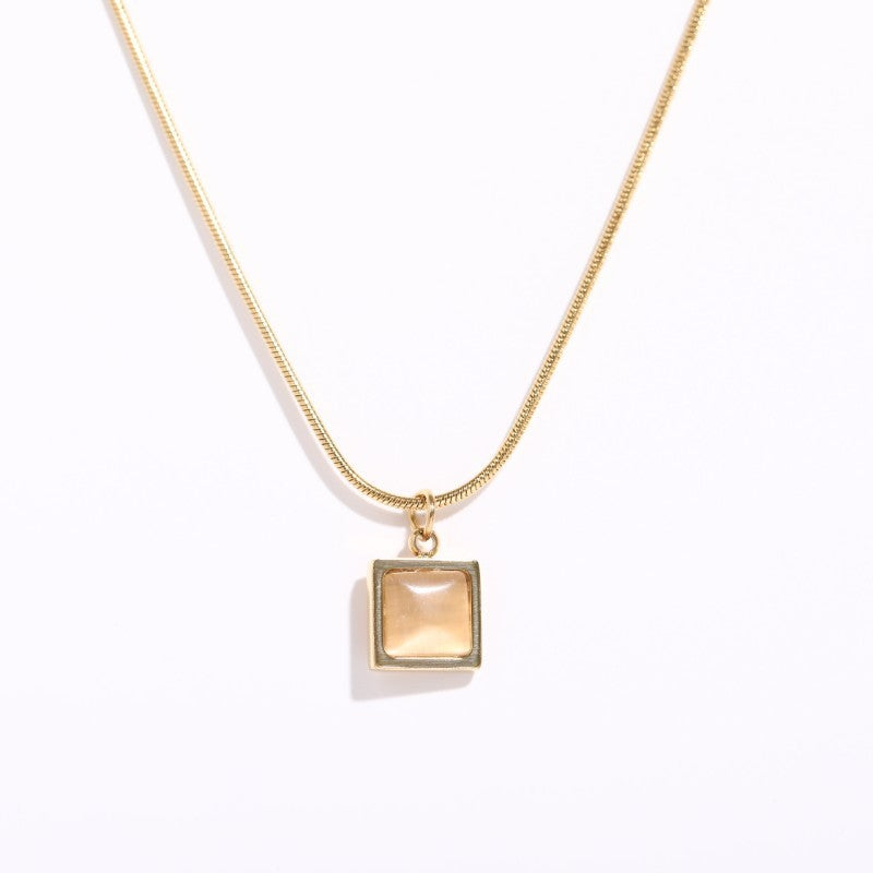 Women's Moonstone Titanium Steel Necklace Sweater Chain