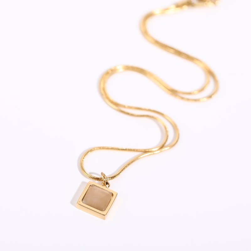 Women's Moonstone Titanium Steel Necklace Sweater Chain