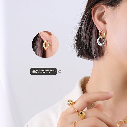 Detachable Titanium Steel Ear Studs Earrings Plated With 18 Real Gold