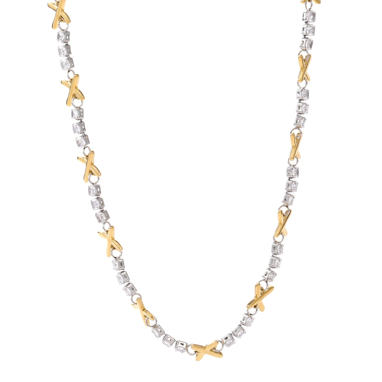 Titanium Steel White Zircon Bracelet Gold Plating Full Polishing