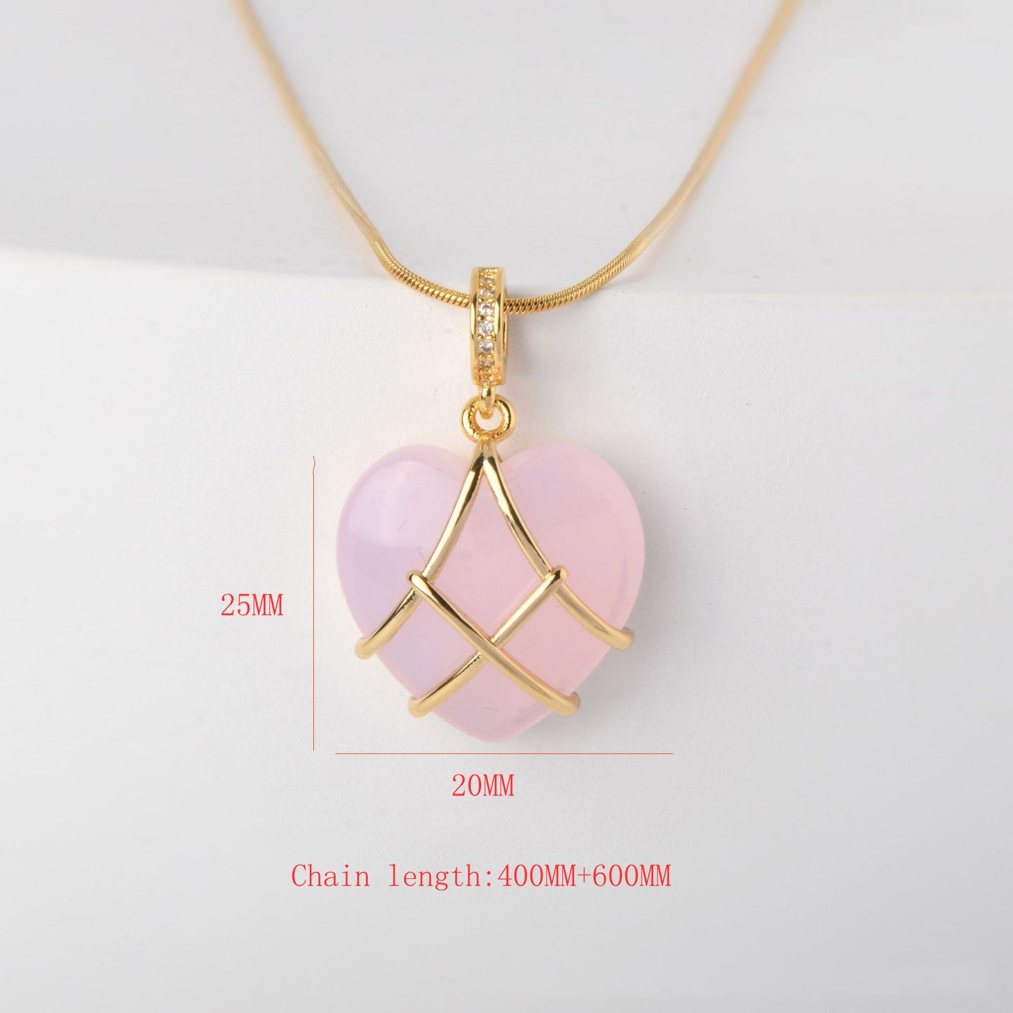 Titanium Steel Zircon Heart Necklace